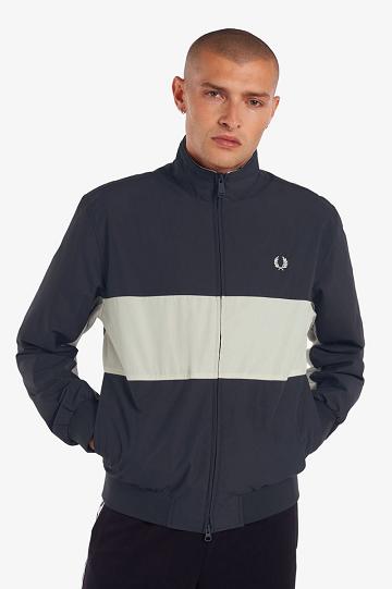 Deep Grey Fred Perry Colour Block Brentham Men's Jackets | PH 1182RVDW